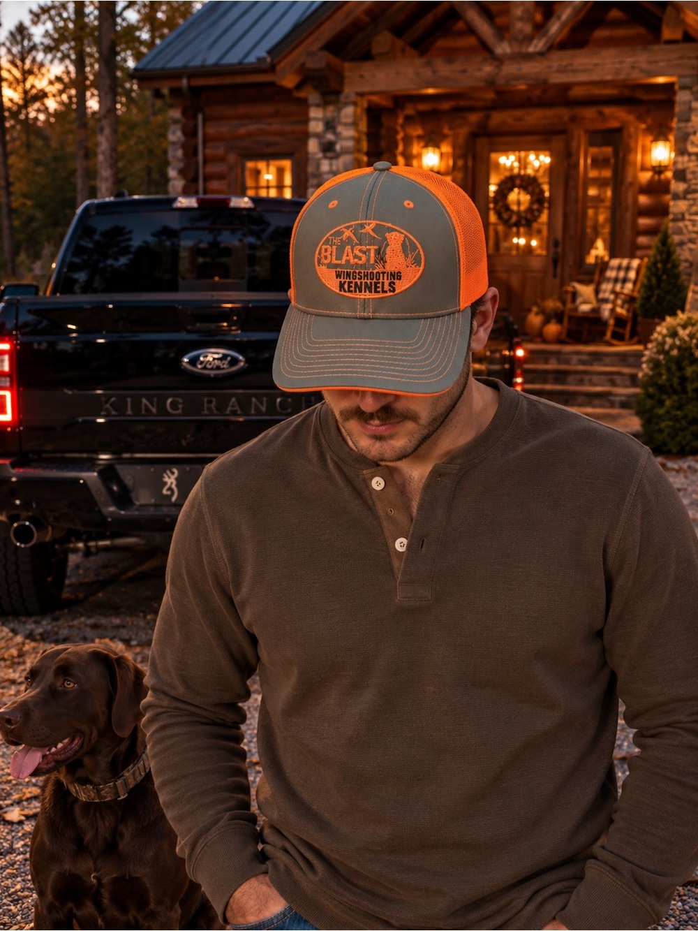 The Blast Wingshooting Kennels Gray & Orange Trucker Cap